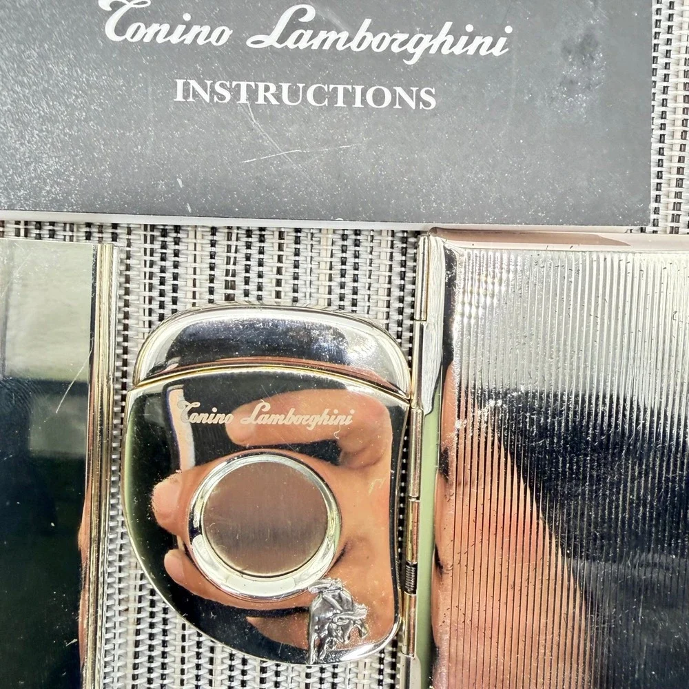 Tonino‎ Lamborghini Silver Tone Notebook Pen Cigar Cutter & Mirror Luxury Set